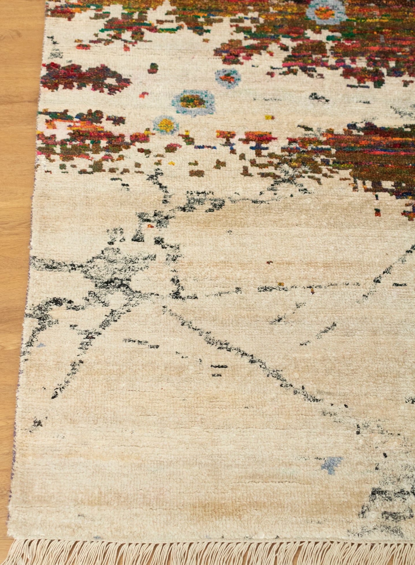 8x10 Erased Luxe Silk Ivory Modern designer Rug | Buy Cheap Rugs Online UK